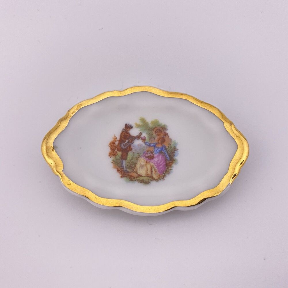 French Limoges Miniature Platter Courting Couple